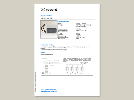 Datenblatt Hands Free Mini