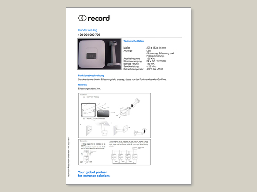 Datenblatt Hands Free BIG