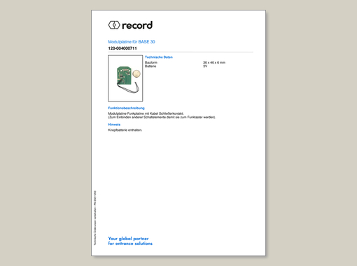 Datenblatt Modulplatine BASE 30
