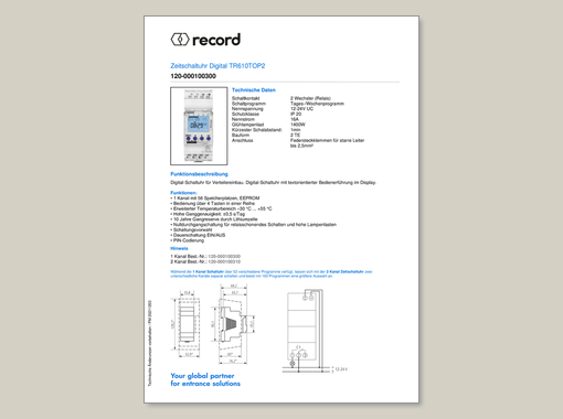 Datenblatt für Zeitschaltuhr Digital TR610TOP2