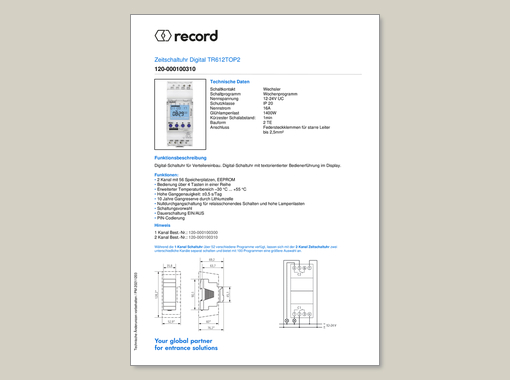 Datenblatt für Zeitschaltuhr Digital TR610TOP2